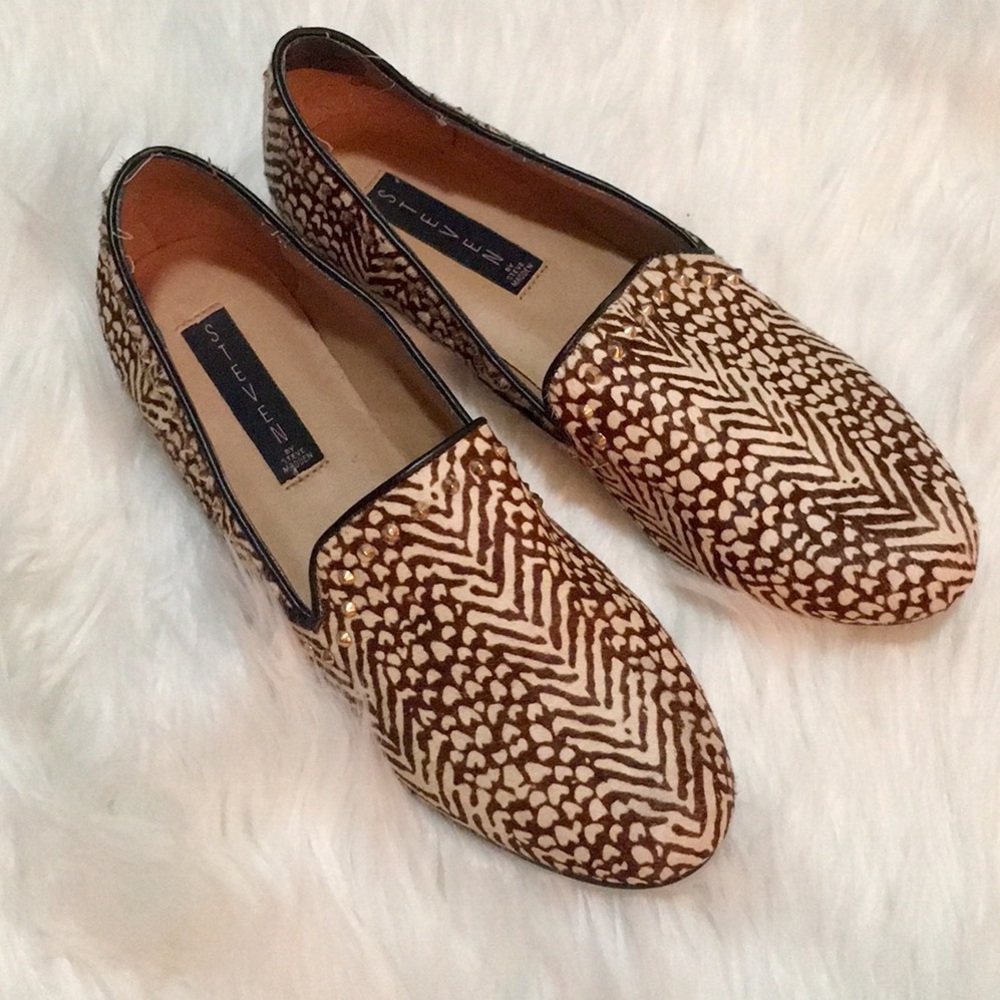 Animal Print Loafers with Gold-plates Heels